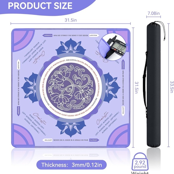 Mahjong Mat 31.5 x 31.5, Purple - Picture 3 of 7